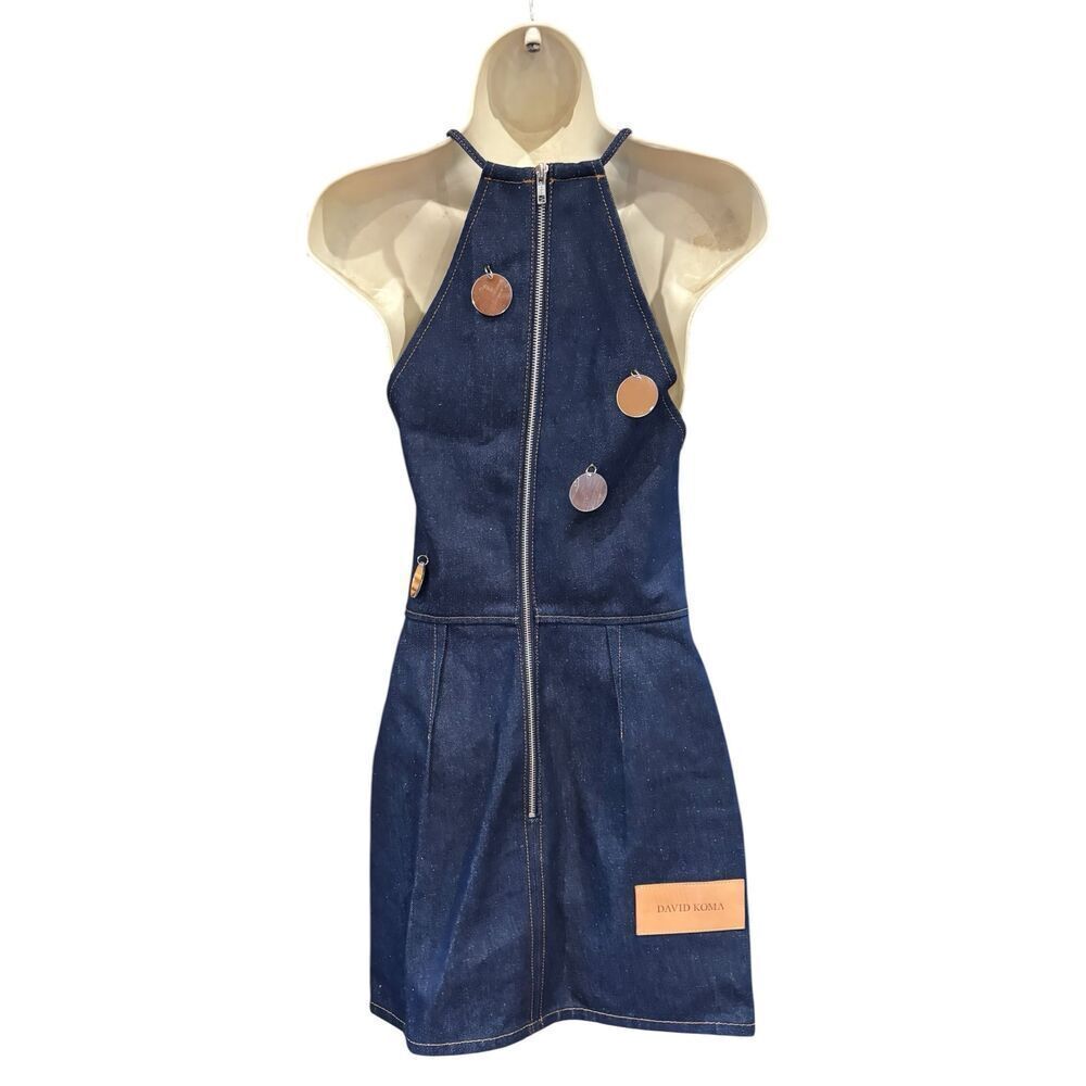 David Koma Stylish Denim Mini Dress with Silver Accents NWT - Picture 6 of 13